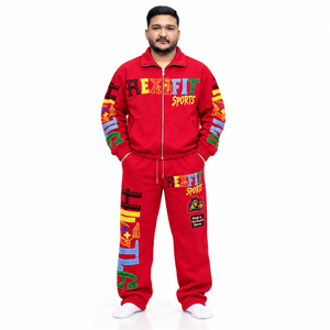 Ensemble de survêtement pour homme Rexfit Sports, rouge, brodé, en coton French Terry, vêtements d'automne, design personnalisé - Product Image 3
