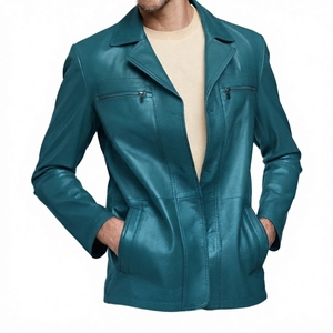 Custom Men's <b>Leather</b> <b>Blazer</b> <b>Jacket</b> Premium Casual Outerwear OEM Factory - Product Image 1
