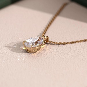 Pear Cut Lab-Grown Diamond Pendant Necklace _ 14K Gold Solitaire Drop, IGI Certified - Product Image 6