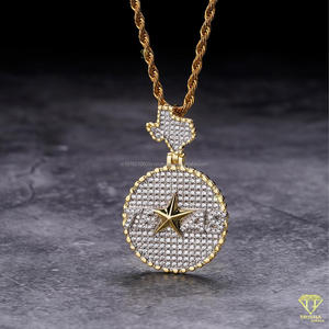 Pendentif de luxe en forme de carte du Texas avec diamant Moissanite VVS en argent sterling 925 - Product Image 5