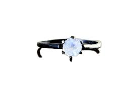 Anillo de piedra lunar chapado en rodio de estilo clásico, hermoso Ajuste de bisel para compromiso, boda o fiesta, idea de regalo económica - Product Image 3