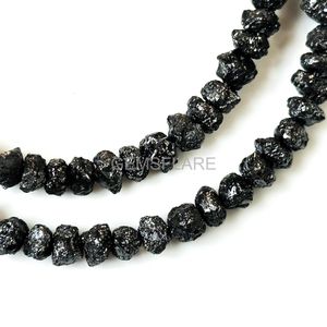 Cuentas de Diamante Negro Natural, Cuentas de Diamante Negro Sin Cortar de 5MM-6MM, Cuentas de Diamante en Bruto, Cuentas de Diamante Redondeadas para Joyería M - Product Image 3