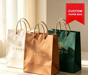 Sacs de courses en carton personnalisés imprimés en gros avec cordon de serrage anti-humidité, marque OEM/ODM pour le commerce de détail et les boutiques - Product Image 1
