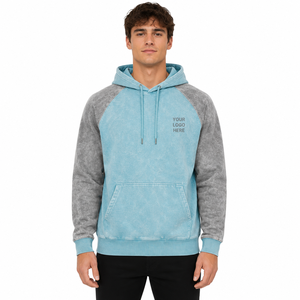 Sweat-shirt à manches raglan multicolores pour homme, en coton lourd, avec cordon de serrage personnalisé, pantalon de survêtement pour homme - Product Image 1