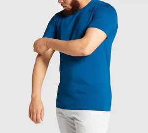 Camiseta de Hombre, Corte Regular, Manga Corta, Cuello Redondo, Color Sólido, 180g, Tejido de Algodón Peinado - Product Image 3