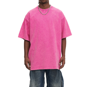 Camiseta Lisa de Algodón Grueso de 300 g/m², Lavada, con Estampado Personalizado y Bordado, Camisetas Extra Grandes para Hombre con Lavado Ácido - Product Image 1