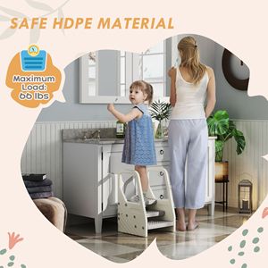 Tour d'apprentissage réglable à 3 niveaux gris pour tout-petits avec poignées, surface antidérapante et patins de protection, chaise pour enfants - Product Image 5