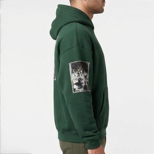 Novedades: Sudadera con Capucha Verde para Hombre, con Logotipo Personalizado, Bolsillo Frontal, Estampado, Informal, de Felpa, Algodón, para Otoño, Corte Regular - Product Image 3