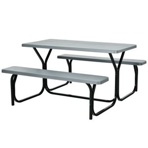 Modern Contemporary Gray Picnic <b>Table</b> <b>Bench</b> <b>Set</b> Outdoor Garden Furniture for Patio Use Made From Wood Panel - Product Image 3