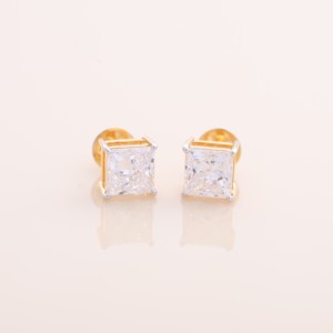 Pendientes de Diamantes con Corte Princesa Cultivados en Laboratorio, Certificados por IGI, Oro Amarillo/Blanco/Rosa de 9 Quilates, Pendientes Solitarios Clásicos - Product Image 1