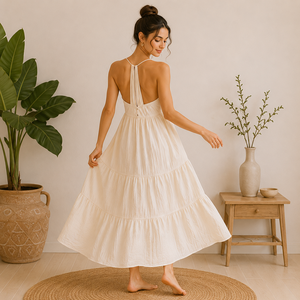 Ensemble de vêtements d'été pour femmes, style loungewear, pyjama respirant en gaze de coton, vêtements de maison décontractés pour femmes - Product Image 2
