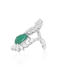 Pear Cut Green <b>Moissanite</b> Classic Wedding Anniversary Gift Statement Ring 10K 14K 18K Gold Rhodium Plated Luxury Fine <b>Jewelry</b> - Product Image 3