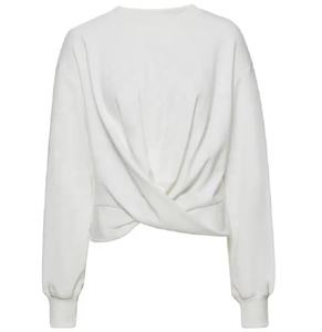 Diseños personalizados Mujeres Sudaderas Estilo de manga larga de alta calidad de tela de ropa Transpirable Fleece Casual Color sólido Sudadera - Product Image 1