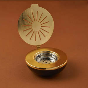 Luxury Wood and Metal Bakhoor <b>Incense</b> Burner with Lid Heat Resistant Arabic <b>Oud</b> Burner for Home Hotel & Majlis Use - Product Image 3