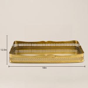 Increíble Bandeja de Servicio Metálica de Tono Cálido de Lujo para Bodas, Mejora la Hospitalidad, Superficie Resistente y Ecológica - Product Image 3