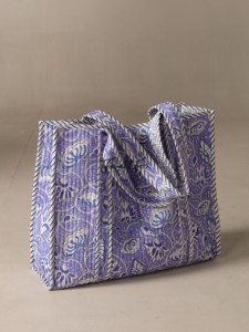 OEM Assorted Lavender Floral Quilted Cotton Tote <b>Bag</b> - Eco-Friendly Boho <b>Reusable</b> Shopper <b>Bag</b> - Product Image 3