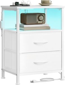 โต๊ะข้างเตียงสีขาวทันสมัย 2 ลิ้นชักสำหรับห้องนอน - Product Image 1