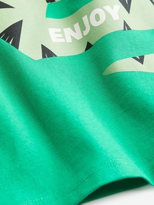 <b>Green</b> Boys Short Sleeve T-<b>Shirt</b> Cartoon Snake Print Casual Cotton Jersey Breathable Front Logo - Product Image 3