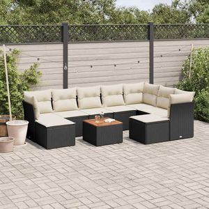Ensemble de canapé de jardin en polyrotin noir à 10 pièces avec accoudoirs réglables - Product Image 1