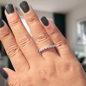 Nuevo Anillo de Joyería de Moda, Anillo de Plata de Ley 925 con Moissanita, Media Alianza de Boda, Anillo Apilable Eternity para Mujer, Aniversario - Product Image 1