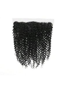 Lace <b>Frontal</b> <b>Wig</b> Indian Remy Hair Water Wave Kinky Curl Black Full Cuticle - Product Image 2