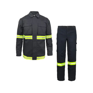 Veste et pantalon de travail réfléchissants haute visibilité, résistants à la chaleur, de haute qualité, lavables, en coton, avec bandes réfléchissantes - Product Image 4