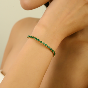 Hot Selling Prong Set Emerald Fine Luxury Stackable Tennis Bracelet Trending 14K Real Yellow <b>Gold</b> Engagement Gift Jewelry - Product Image 4