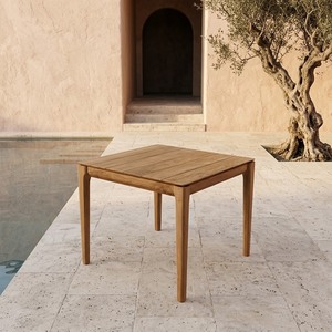 Table carrée en teck pour hôtel commercial, de qualité professionnelle, résistante aux intempéries, finition à base d'eau, pour dinette extérieure - Product Image 1