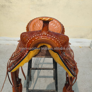 Selle de course de baril pour chevaux, nouveau style premium |   Cuir entièrement sculpté à la main avec motifs floraux |   Équitation professionnelle haute performance - Product Image 5