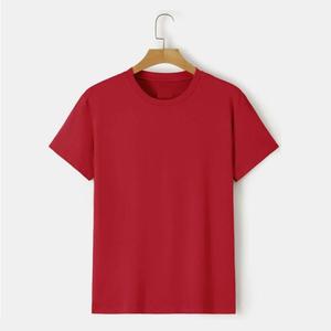 เสื้อยืดเปล่าสีแดง คอโอ ผ้าคอตตอนเจอร์ซีย์ ดีไซน์เรียบ สีพื้น สำหรับขายส่ง รับสกรีนโลโก้ เสื้อยืดลำลองผู้ชาย - Product Image 1