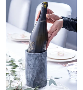 Refroidisseur de bouteilles de vin et de bière de luxe à double paroi sous vide, écologique, en marbre, couleur noire moderne, pour table de fête - Product Image 1