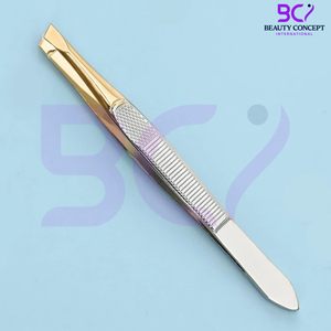 Pince à épiler en acier inoxydable finition or, pointe inclinée, réutilisable, haute précision, outil de précision pour l'épilation des sourcils - Product Image 4