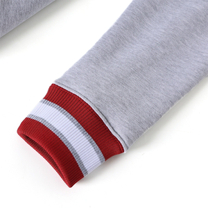 Sweat-shirt unisexe gris chiné de haute qualité, motif sororité et fraternité, col rond, rayures rouges et blanches, coupe oversize, vente en gros 2026 - Product Image 5