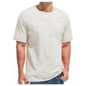 T-shirts pour hommes en tissu tricoté, manches courtes, 100% coton, 220 g/m², col rond, logo sur le devant, impression personnalisée, respirant, écologique - Product Image 1