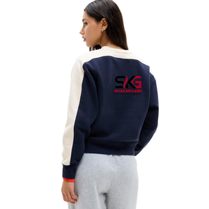Women Cotton Crew Neck Sweatshirt <b>V</b> Neck Patchwork Pullover Custom Logo Print Breathable Loose <b>Fit</b> Tracksuit Top - Product Image 3
