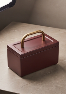 Caja rectangular mate de hierro color granate para frutos secos, contenedor de lujo para dátiles con asa dorada, moderna caja decorativa de regalo para fiestas y eventos. - Product Image 2