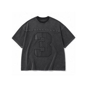 Boxy Fit Acid Washed Men's <b>shirts</b> Custom Tonal Varsity Number Graphic Oversized Vintage Casual Streetwear Heavyweight Cotton Tee - Product Image 4