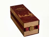 Boîte cadeau de Noël de luxe personnalisée pour vin, double porte, dorure à chaud, papier artistique gaufré magnétique, revêtement UV, pour bouteille de vin rouge, vente en gros