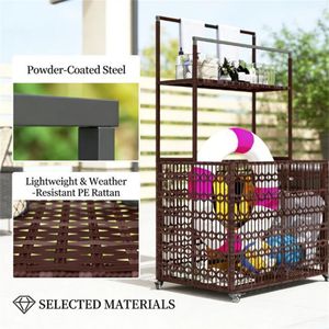 Mobiletto portaoggetti marrone misto con portasciugamani, scaffale portaoggetti da esterno, portaoggetti galleggiante per piscina - Product Image 3