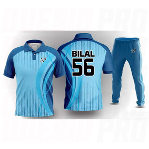 Ensemble d'uniformes de cricket imprimés par sublimation, design d'usine professionnel, couleur bleu ciel, uniformes de cricket de style optimal, vêtements de sport faciles à porter - Product Image 1