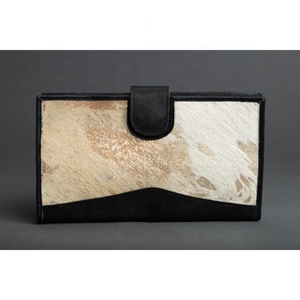 Véritable fourrure métallique faite à la main en cuir recyclé femmes pochette élégant trapu arc-en-ciel couleur multi-usage sac à main ATM porte-cartes portefeuilles - Product Image 4