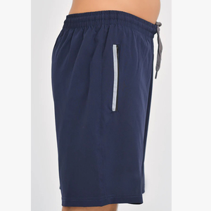 Men's Blue Solid Color <b>Polyester</b> <b>Shorts</b> Elastic Waist Quick Dry Casual Style Bermuda Length Side Stripe - Product Image 4