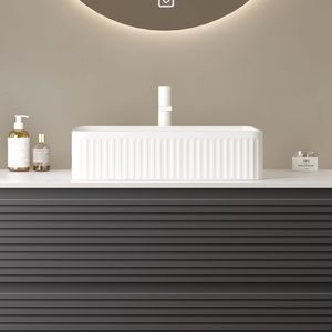 Lavabo in Ceramica Bianco Rettangolare a Strisce 20 Pollici Senza Rubinetto o Mobiletto NO NO NO! - Product Image 2