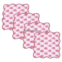 Ensemble de serviettes festonnées pour table à dîner 100% coton 100% coton fait de qualité supérieure Serviette de table ourlet point de main indien imprimé