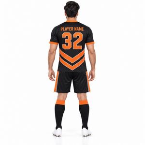 Tenue de football en gros pour équipes : Impression nom et numéro, anti-humidité, 100 % polyester, protection UPF 50 pour les joueurs - Product Image 3