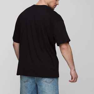 2026 Top Trendy Oversized Solid 100% Cotton Jersey Men's T-Shirt Streetwear Drop Shoulder Blank Eco-Friendly <b>Hip</b> Hop Breathable - Product Image 3