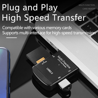 Lector de Tarjetas SD/TF 4 en 1 Multifunción USB 2.0, Externo, de Aleación de Aluminio, para Drones, Móviles, Cámaras de Acción, Computadoras Portátiles y PC