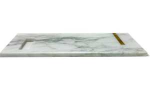 Planche à découper longue en marbre blanc naturel, artisanale, de haute qualité, en gros, avec poignée - Product Image 3