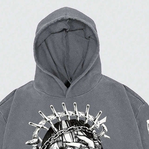 เสื้อฮู้ดดี้ทรงโอเวอร์ไซส์ Glory Custom ล้างสีแบบแอซิดวอช ผ้าฝ้าย 100% คุณภาพพรีเมียม พิมพ์ลาย DTF เสื้อผ้าลำลองสำหรับทุกเพศ - Product Image 5
