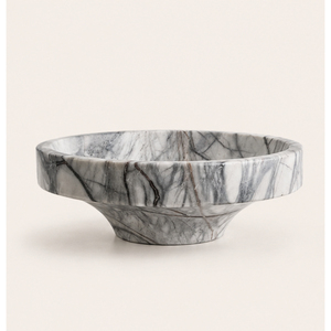 Bol décoratif en marbre blanc de luxe, fait main, en pierre naturelle, pour fruits, style moderne minimaliste, centre de table pour hôtel - Product Image 1